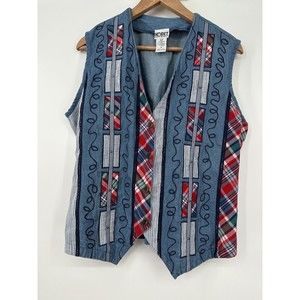 Koret City‎ Blues Vest Denim Jean Floral Womens Ladies M  Cotton Floral